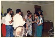 Cerimónia de receção aos grupos de teatro no salão nobre dos Paços do Concelho.