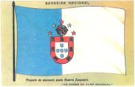 Projeto Guerra Junqueiro, para uma bandeira azul e branca, com substituição da coroa, por simbologia alusiva à revolução republicana.