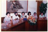 Cerimónia de receção aos grupos de teatro no salão nobre dos Paços do Concelho.