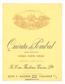 Rótulo de vinho tinto dôce Quinta do Pombal.
