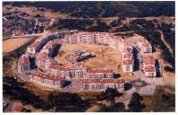 Vista aérea das obras de construção da Urbanização da Quinta do Texugo, Charneca de Caparica.