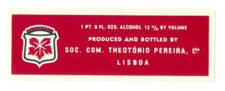 Contrarrótulo Produced and bottle by Sociedade Comercial Theotónio Pereira, Limitada, Lisboa. 