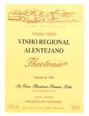 Rótulo autoadesivo de vinho tinto regional alentejano, colheita de 1998, Theotónio.