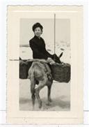 Retrato de Virgínia Carlota Hermann Von Boetischer em passeio de burro no Baleal.