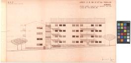 Alçado sobre a Rua Rio do Infante, classe A, tipos 2, 3 e 4 do Bairro Económico de Almada Nossa Senhora da Piedade.