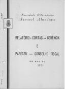 Relatório de Contas, 1974.