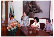 Cerimónia de receção aos grupos de teatro no salão nobre dos Paços do Concelho.
