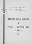Relatório de Contas, 1970.