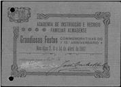 Festa de aniversário da Academia e folheto de evento.