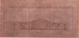 Corte AB de estudo de arranjo. para o mercado municipal de Almada.
