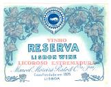 Rótulo de vinho licoroso Estremadura Reserva Lisbon Wine.