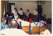 Cerimónia de receção aos grupos de teatro no salão nobre dos Paços do Concelho.
