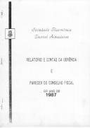 Relatório de Contas, 1987.