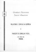 Relatório de Contas, 1985.