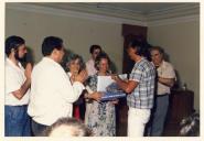 Cerimónia de receção aos grupos de teatro no salão nobre dos Paços do Concelho.