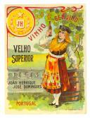 Rótulo de vinho genuíno Velho Superior. 