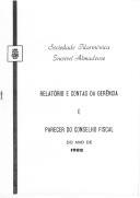 Relatório de Contas, 1988.