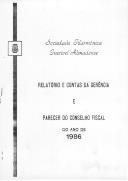Relatório de Contas, 1986.
